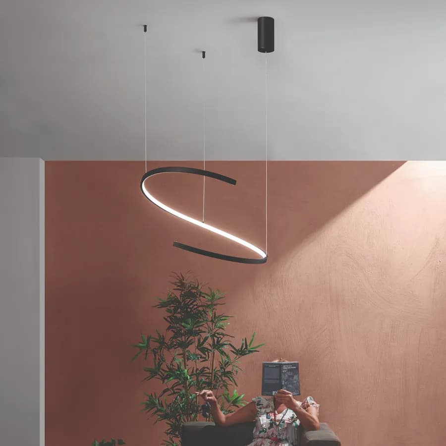Lampada sospesa 150x60 cm in metallo nero