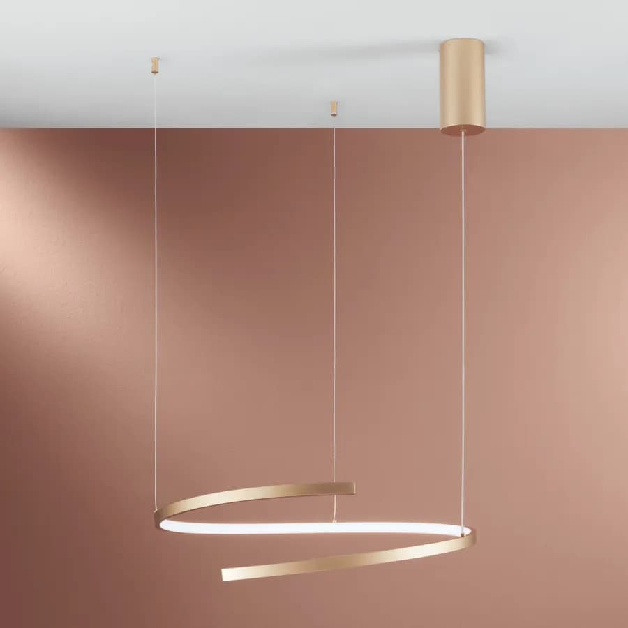 Lampada sospesa 150x60 cm in metallo oro