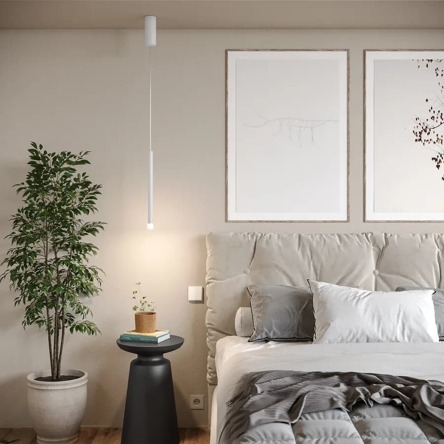 Lampada sospesa 200h cm in metallo bianco opaco - Aretha