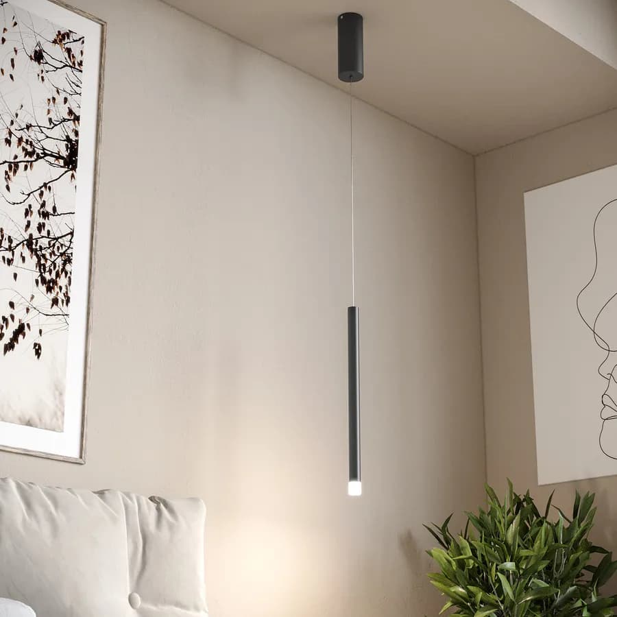 Lampada sospesa 200h cm in metallo nero opaco - Aretha