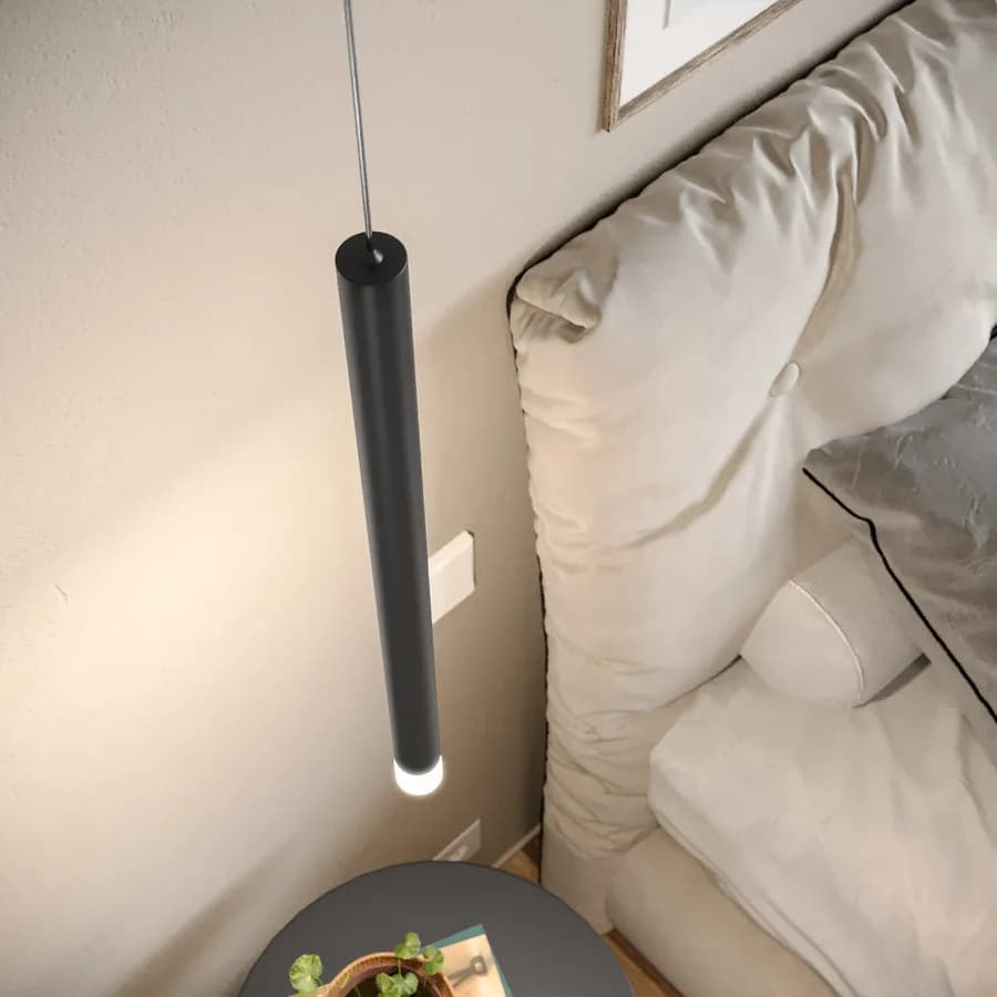 Lampada sospesa 200h cm in metallo nero opaco - Aretha