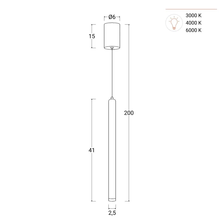 Lampada sospesa 200h cm in metallo nero opaco - Aretha