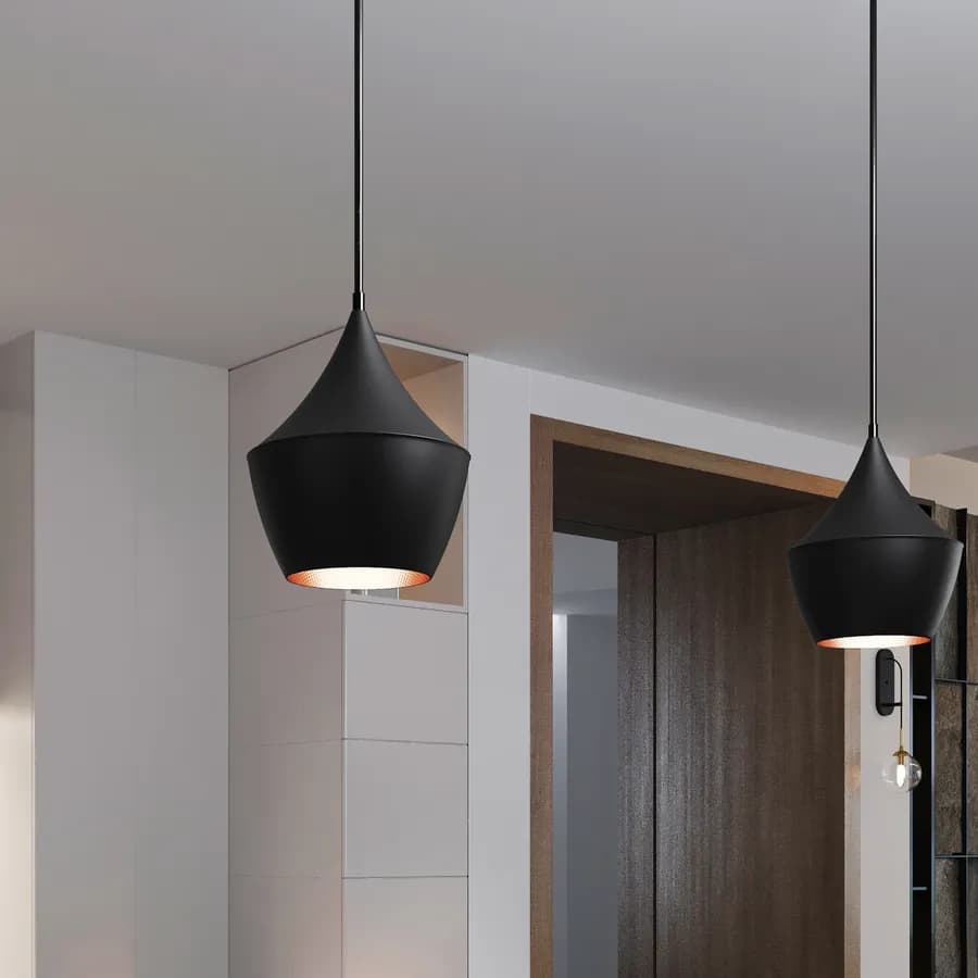 Lampada sospesa 25x30 cm in alluminio nero - Olimpica