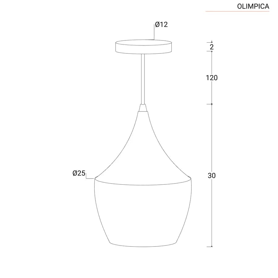 Lampada sospesa 25x30 cm in alluminio nero - Olimpica