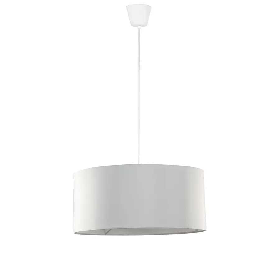 Lampada sospesa 40x80 cm con pendel bianco E27 e paralume bianco panna