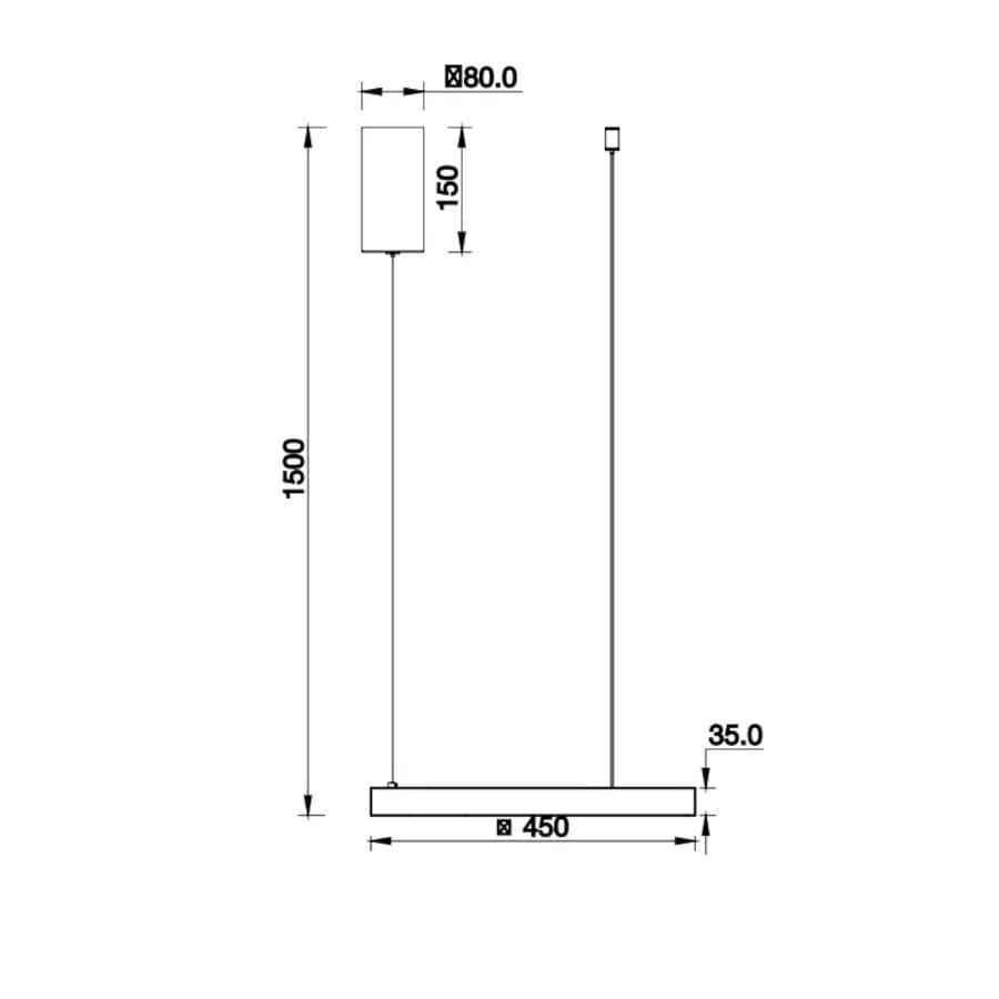 Lampada sospesa 45x150 cm in alluminio bianco