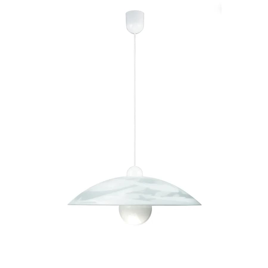 Lampada sospesa 48x120 cm in vetro curvato bianco