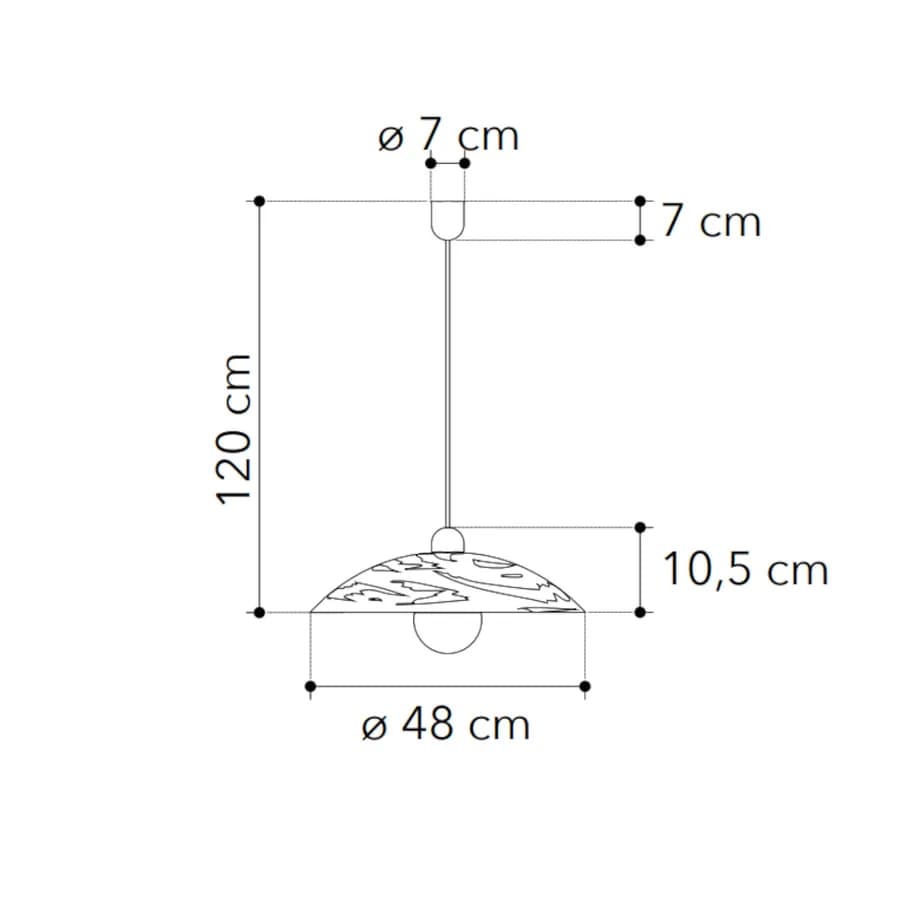 Lampada sospesa 48x120 cm in vetro curvato bianco