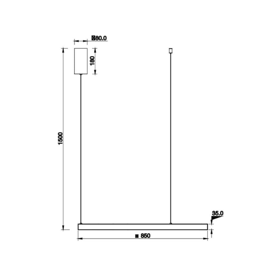 Lampada sospesa 85x150 cm in alluminio bianco