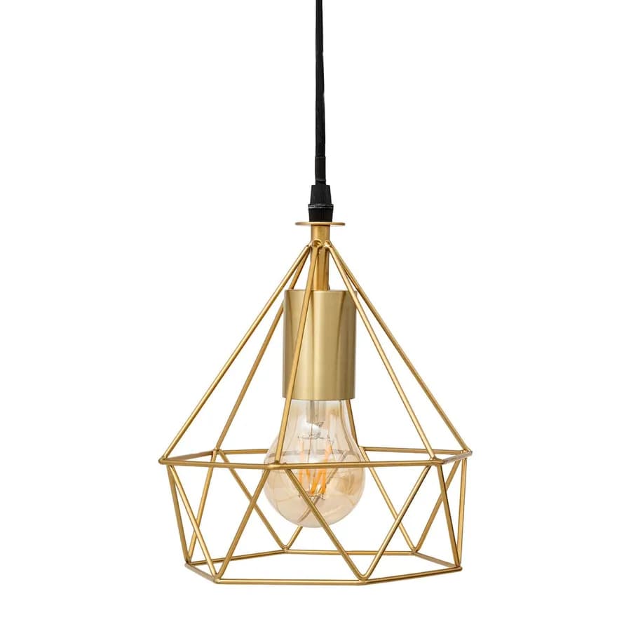 Lampada sospesa a diamante 19x22h cm in metallo oro - Uriel
