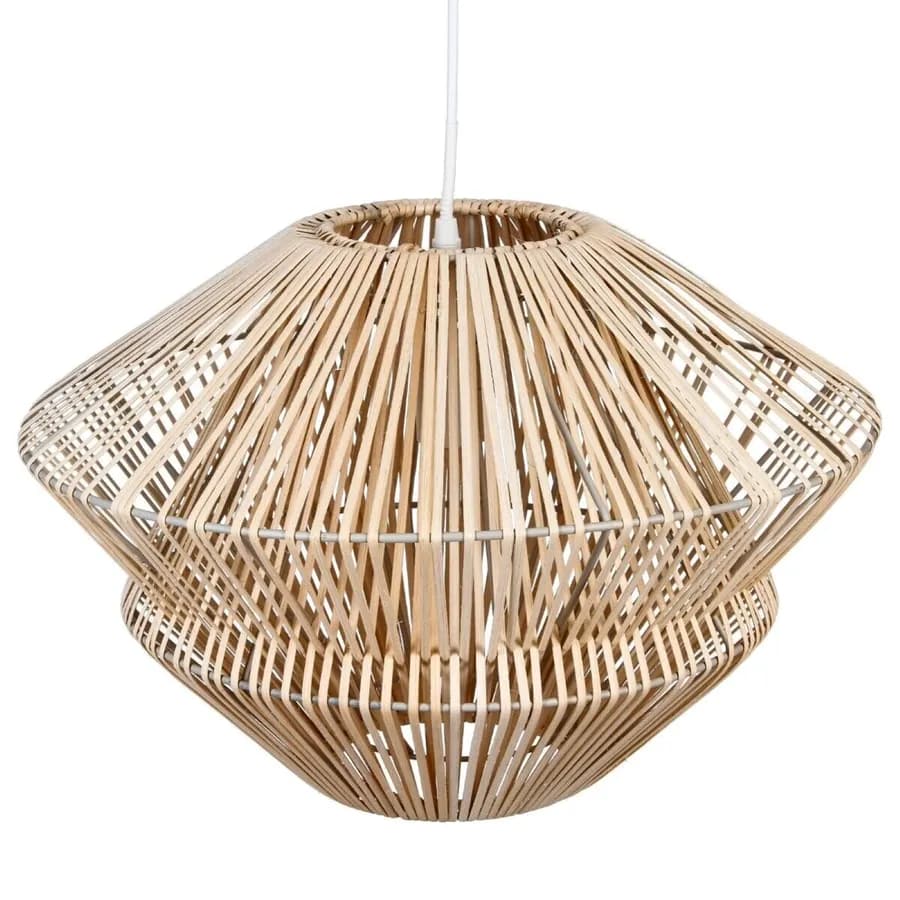 Lampada sospesa a diamante 44 cm intrecciata in rattan naturale