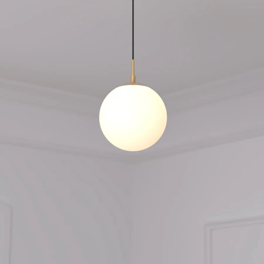 Lampada sospesa a sfera 20 cm in vetro bianco e oro - Failith