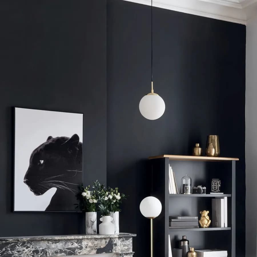 Lampada sospesa a sfera 20 cm in vetro bianco e oro - Failith