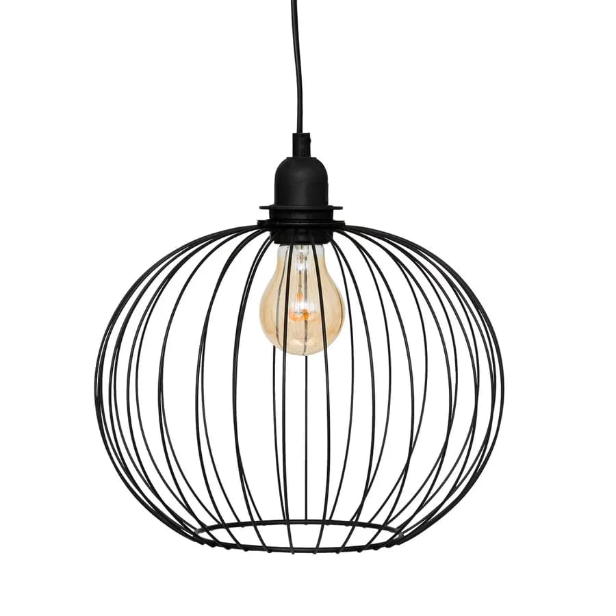 Lampada sospesa a sfera 28 cm in metallo nero