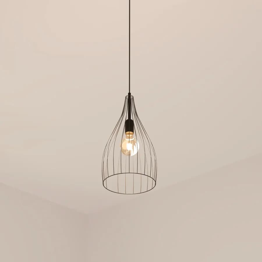 Lampada sospesa rotonda 19 cm in metallo nero