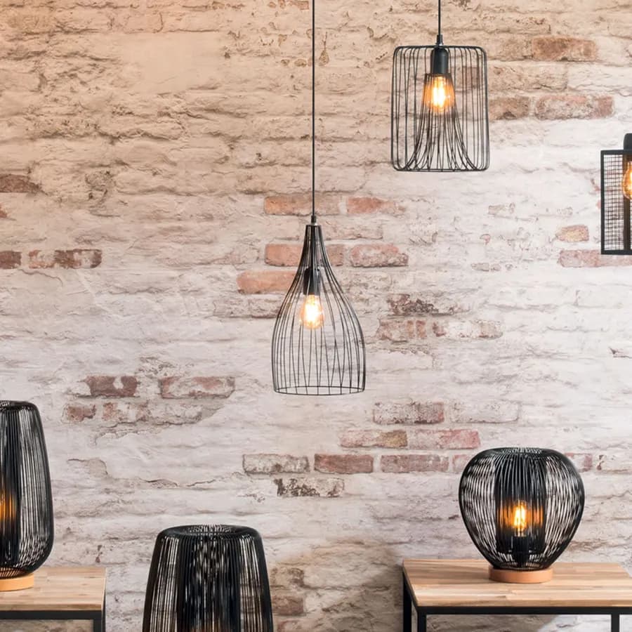 Lampada sospesa rotonda 19 cm in metallo nero