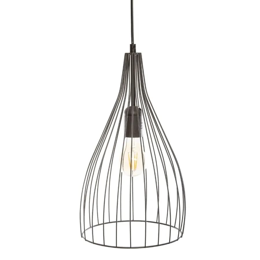 Lampada sospesa rotonda 19 cm in metallo nero