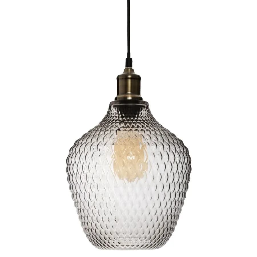 Lampada sospesa rotonda 21 cm in vetro fumè