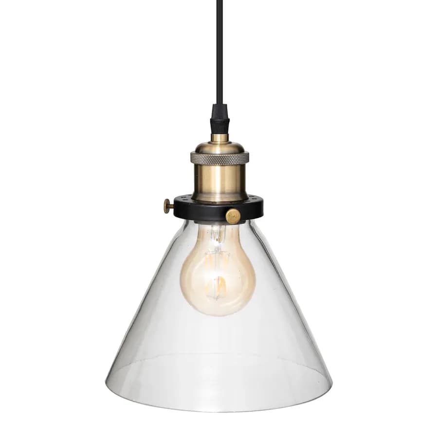 Lampada sospesa rotonda 25 cm in metallo e vetro con 4 punti luce