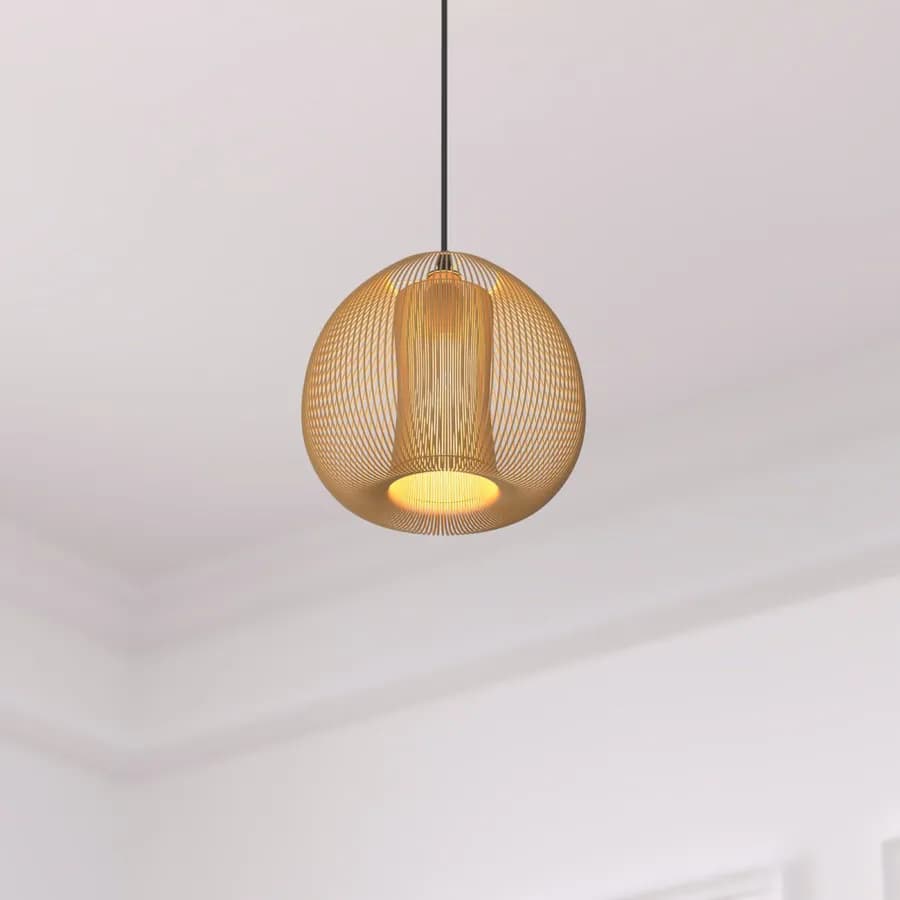 Lampada sospesa rotonda 28 cm in metallo ramato