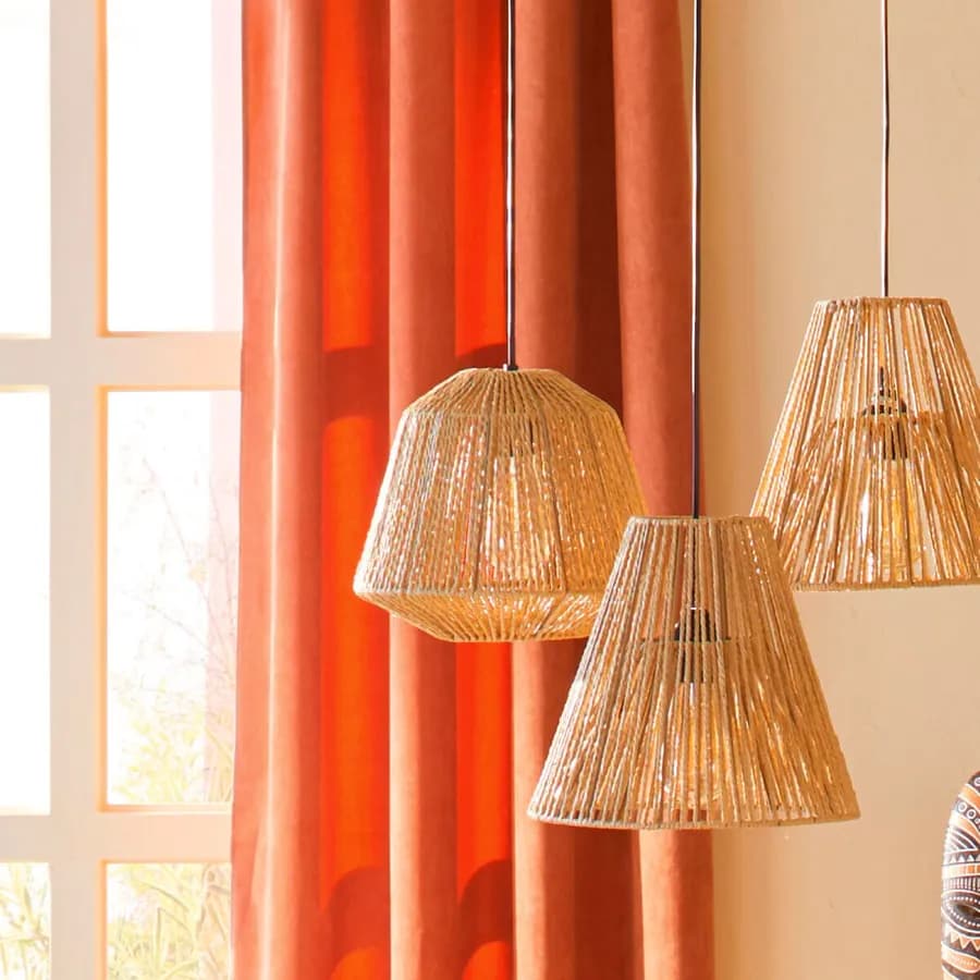 Lampada sospesa rotonda 29 cm in corda intrecciata - Margot