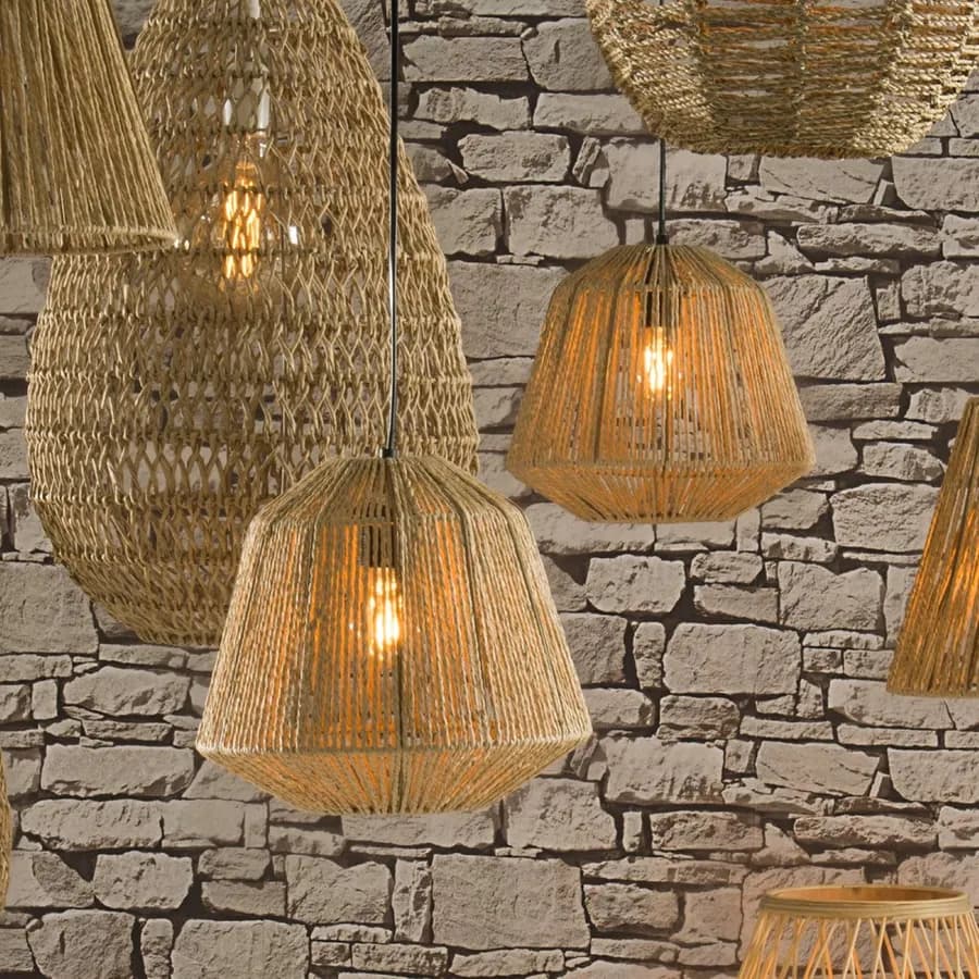 Lampada sospesa rotonda 29 cm in corda intrecciata - Margot
