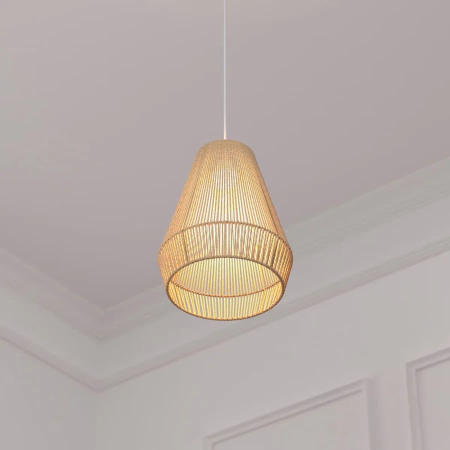 Lampada sospesa rotonda 34 cm in corda intrecciata