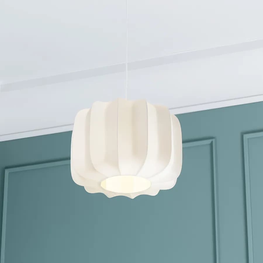 Lampada sospesa rotonda 37 cm in cotone bianco - Mononoke