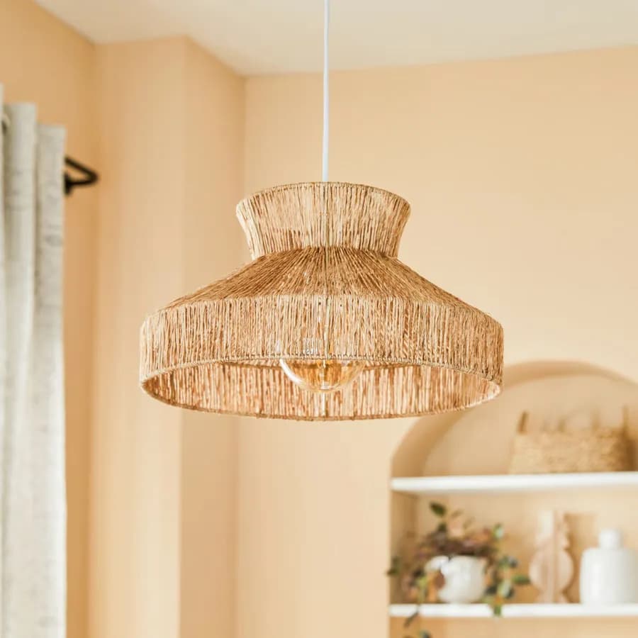 Lampada sospesa rotonda 38 cm in juta naturale e metallo