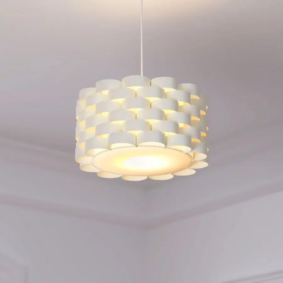 Lampada sospesa rotonda 42 cm in polipropilene bianco - Moyra