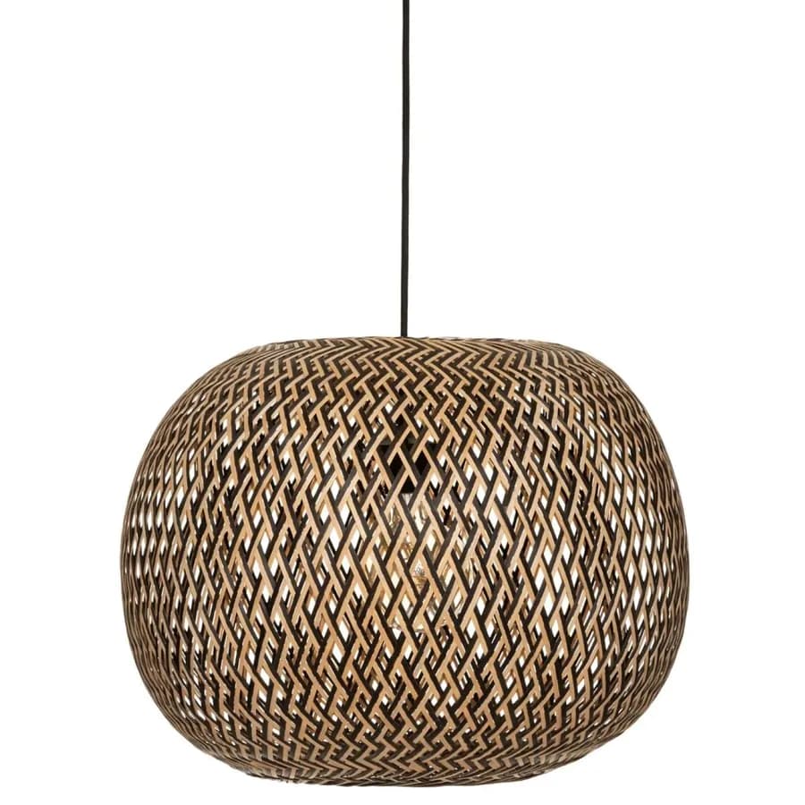 Lampada sospesa rotonda 45 cm in metallo e bambù naturale