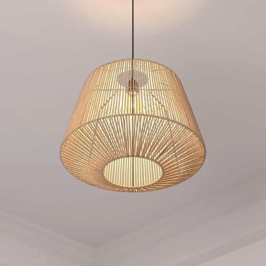 Lampada sospesa rotonda 48 cm intreccio in corda naturale - Margot