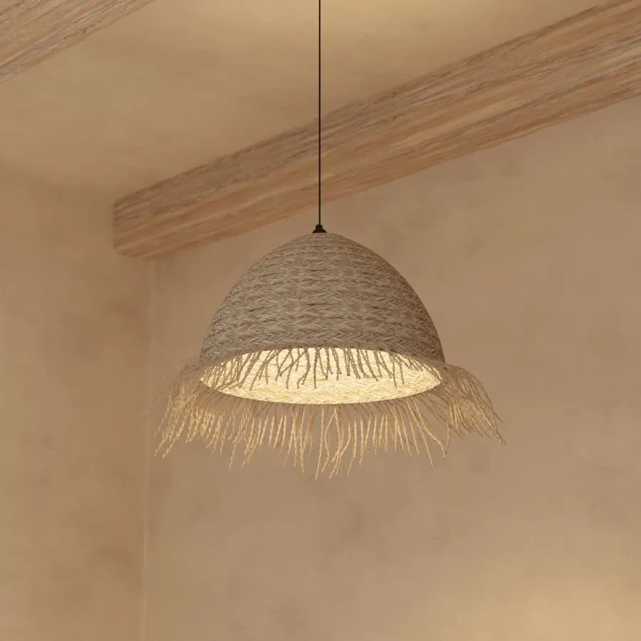 Lampada sospesa rotonda 56 cm in paglia naturale
