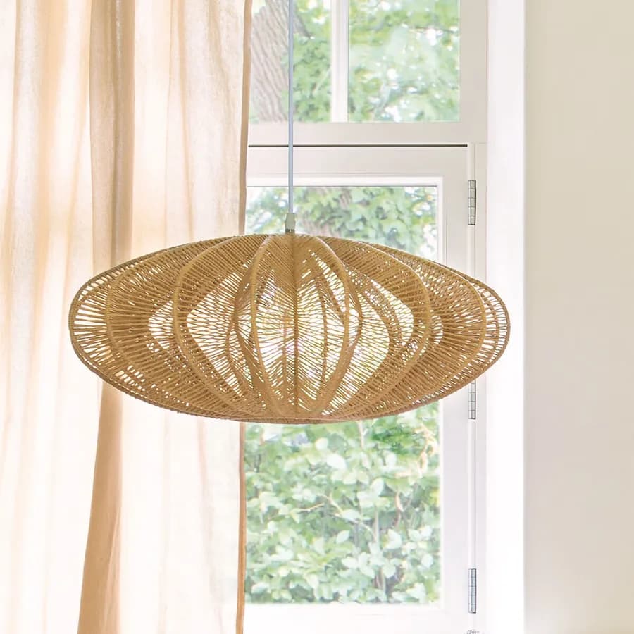Lampada sospesa rotonda 57 cm a fiore in corda