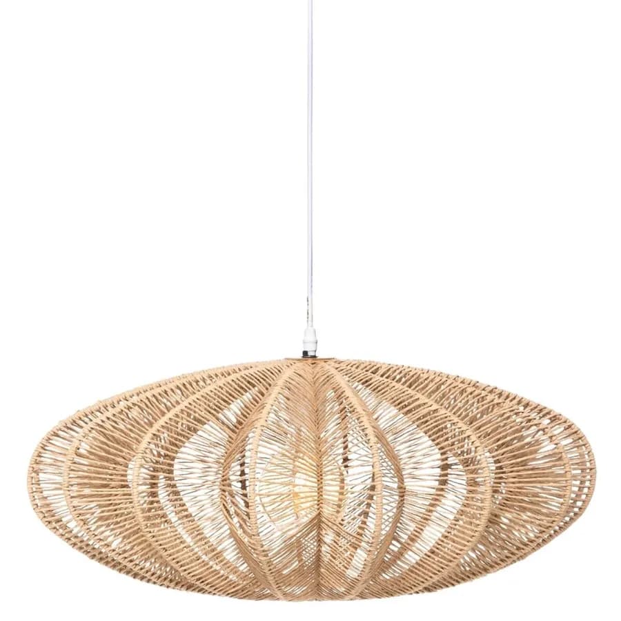 Lampada sospesa rotonda 57 cm a fiore in corda