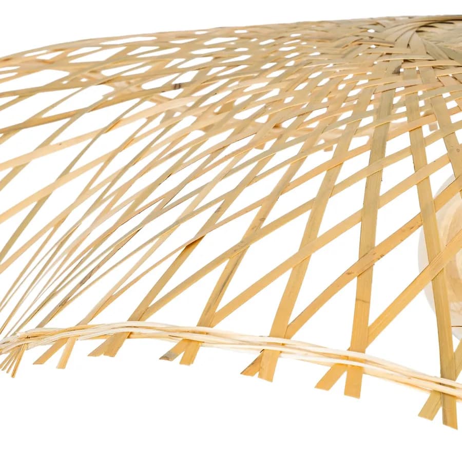 Lampada sospesa rotonda 58 cm in bambù naturale e acciaio