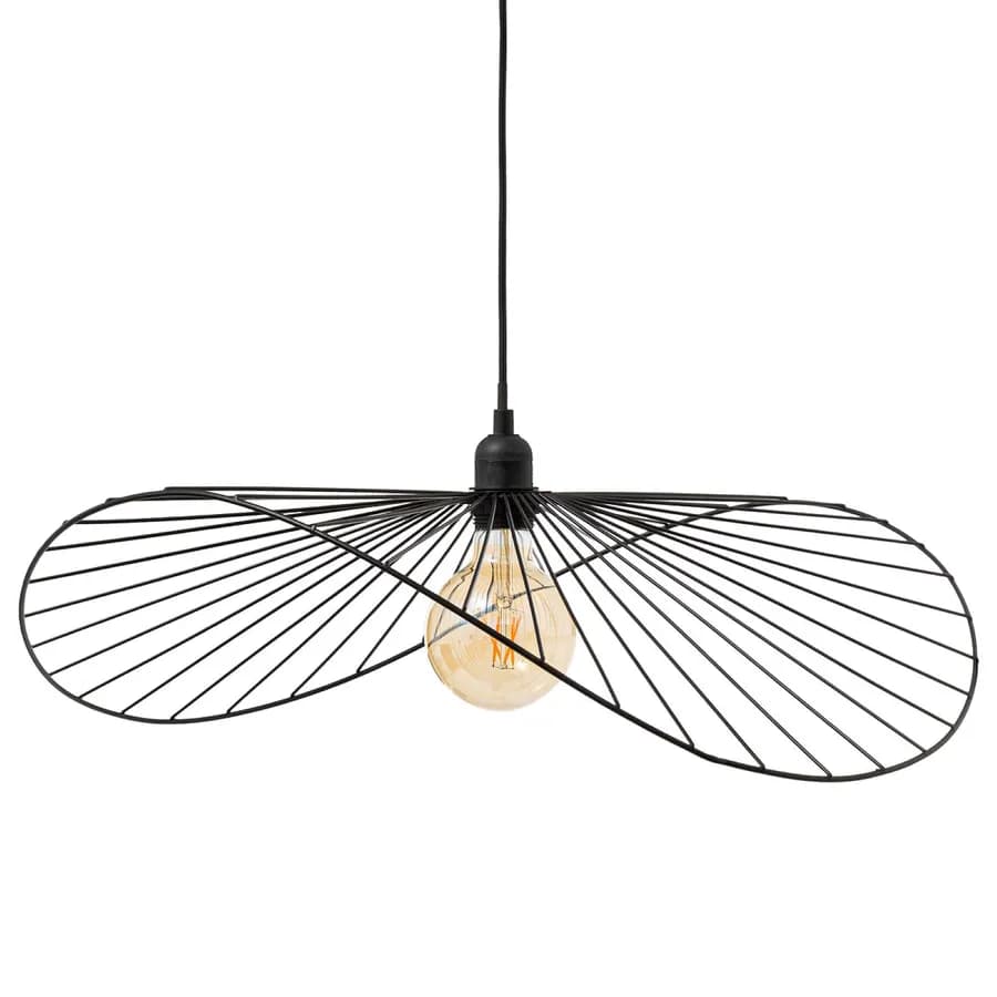 Lampada sospesa rotonda 58 cm in metallo nero