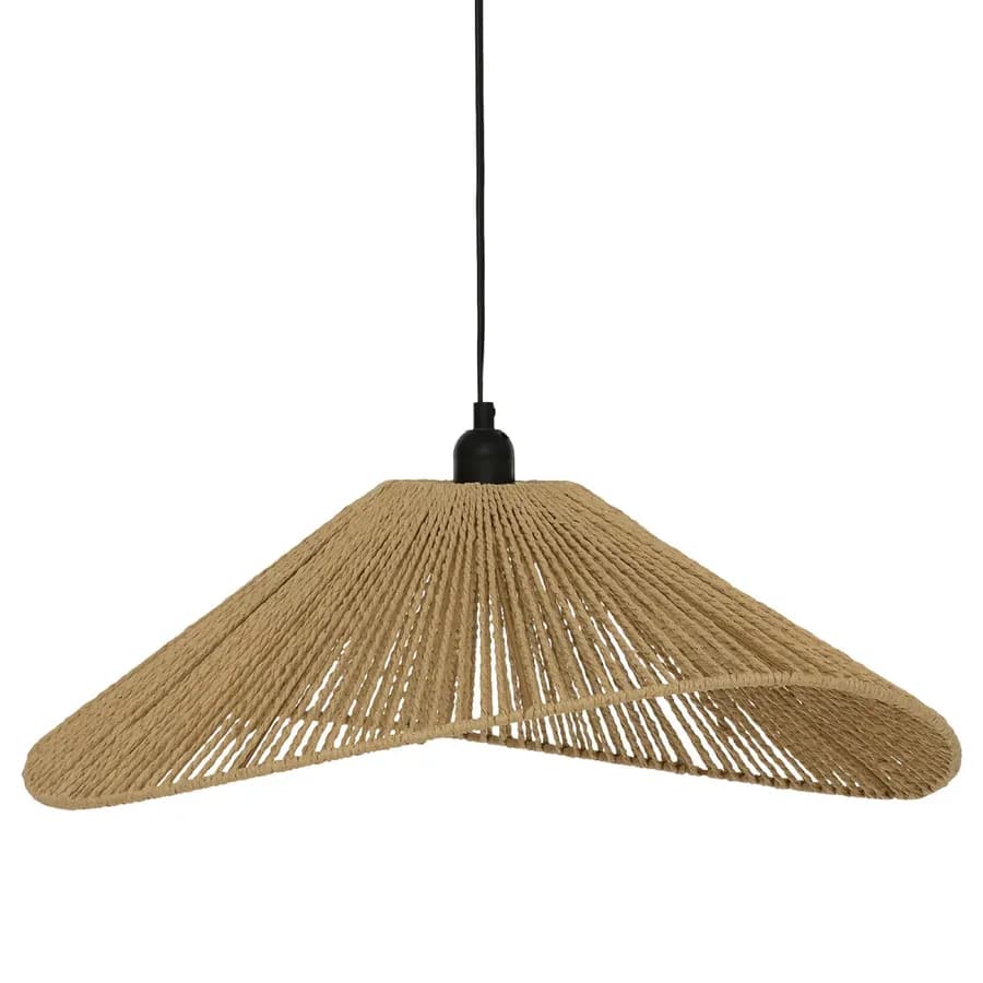 Lampada sospesa rotonda 58 cm intreccio in corda naturale