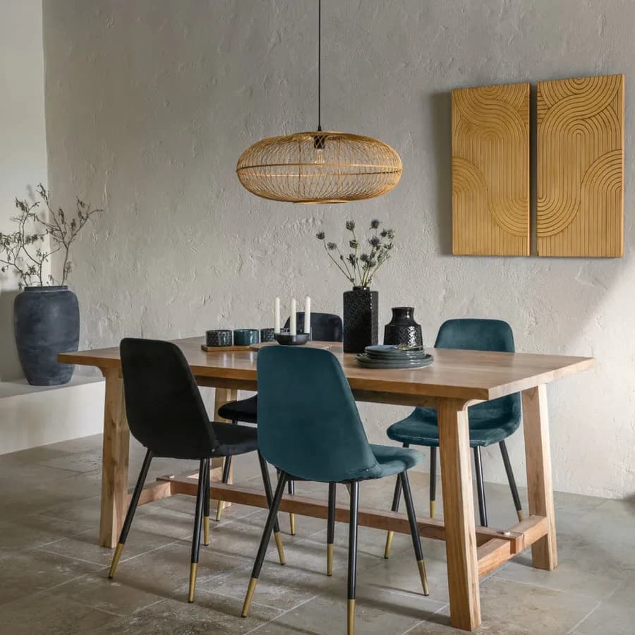 Lampada sospesa rotonda 60 cm in legno di bambù naturale