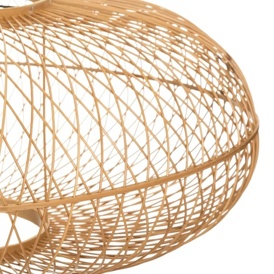 Lampada sospesa rotonda 60 cm in legno di bambù naturale
