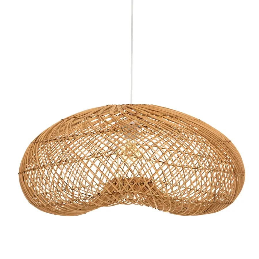 Lampada sospesa rotonda 68 cm intrecciata in rattan naturale