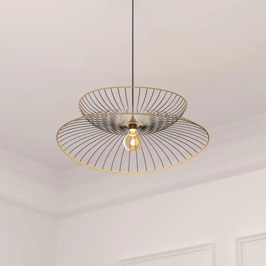 Lampada sospesa rotonda 70 cm in metallo nero