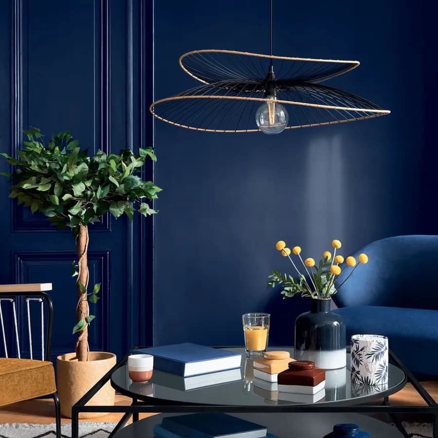 Lampada sospesa rotonda 70 cm in metallo nero