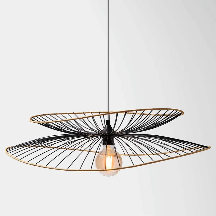 Lampada sospesa rotonda 70 cm in metallo nero