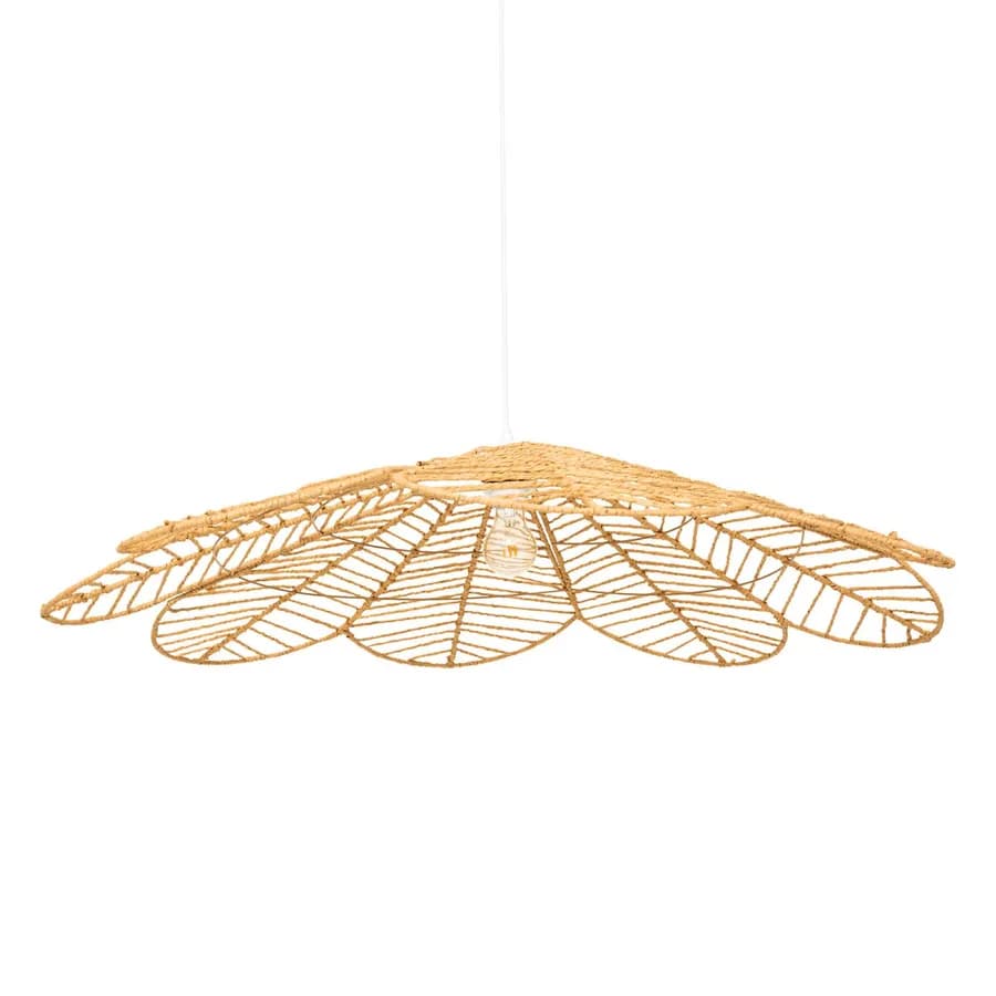 Lampada sospesa rotonda 98 cm a fiore intreccio in corda