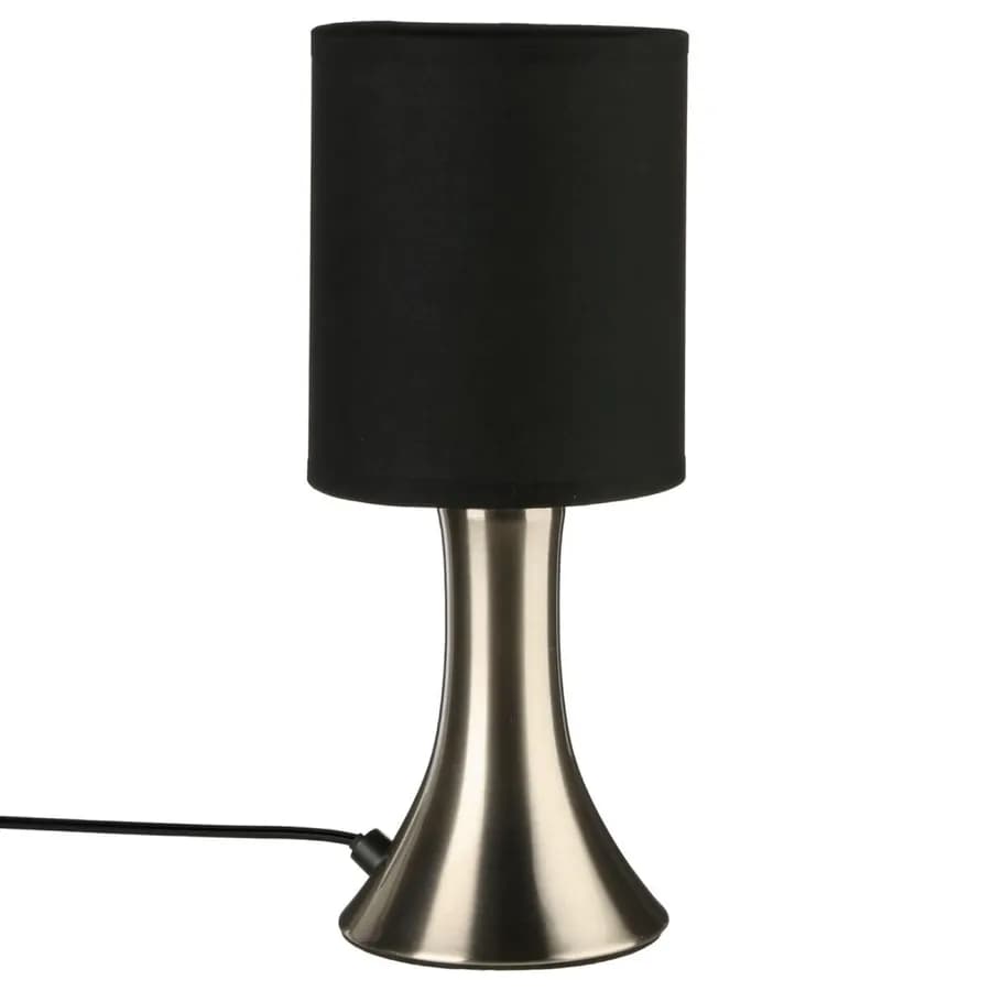 Lampada touch 28h cm in metallo e paralume nero
