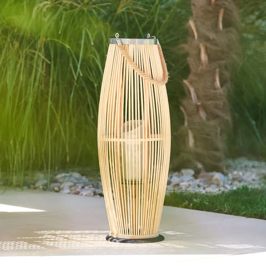 Lanterna da giardino 73 h cm in bambù e vetro