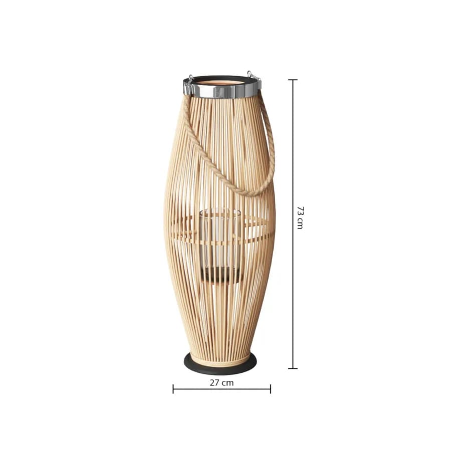 Lanterna da giardino 73 h cm in bambù e vetro