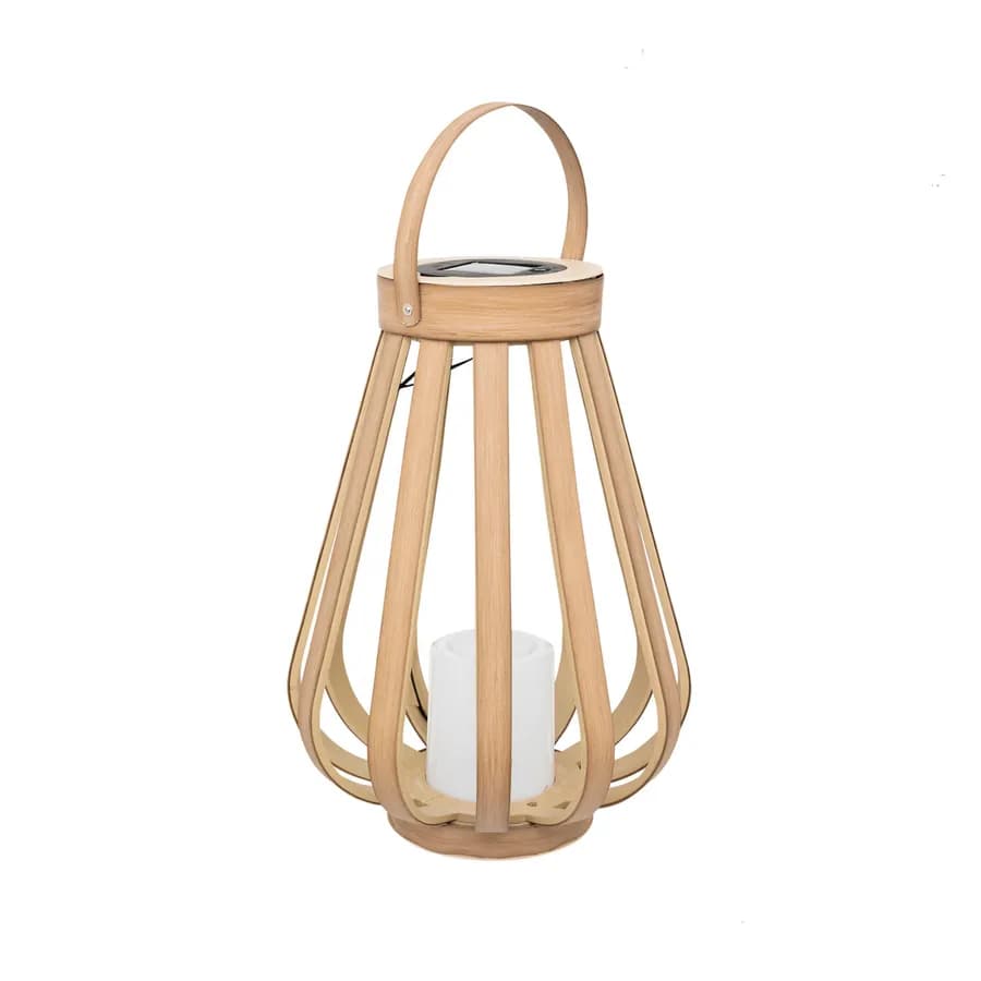 Lanterna da esterno 35 h cm a ricarica solare in polipropilene beige con candela - Maryne