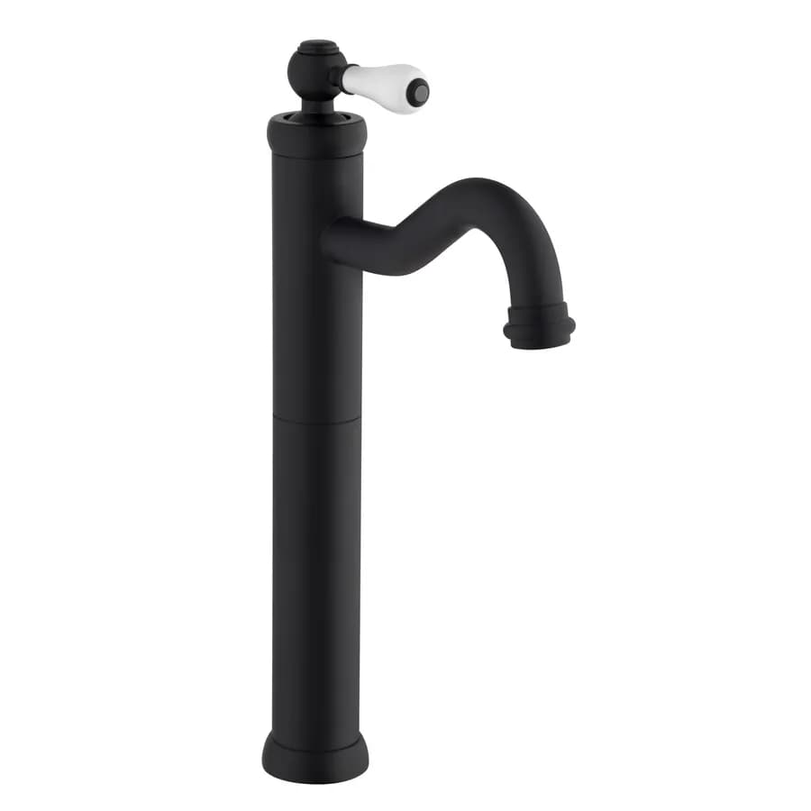 Lavabo alto miscelatore BRERA di Jacuzzi - Rubinetteria nero opaco e bianco per piletta click clack